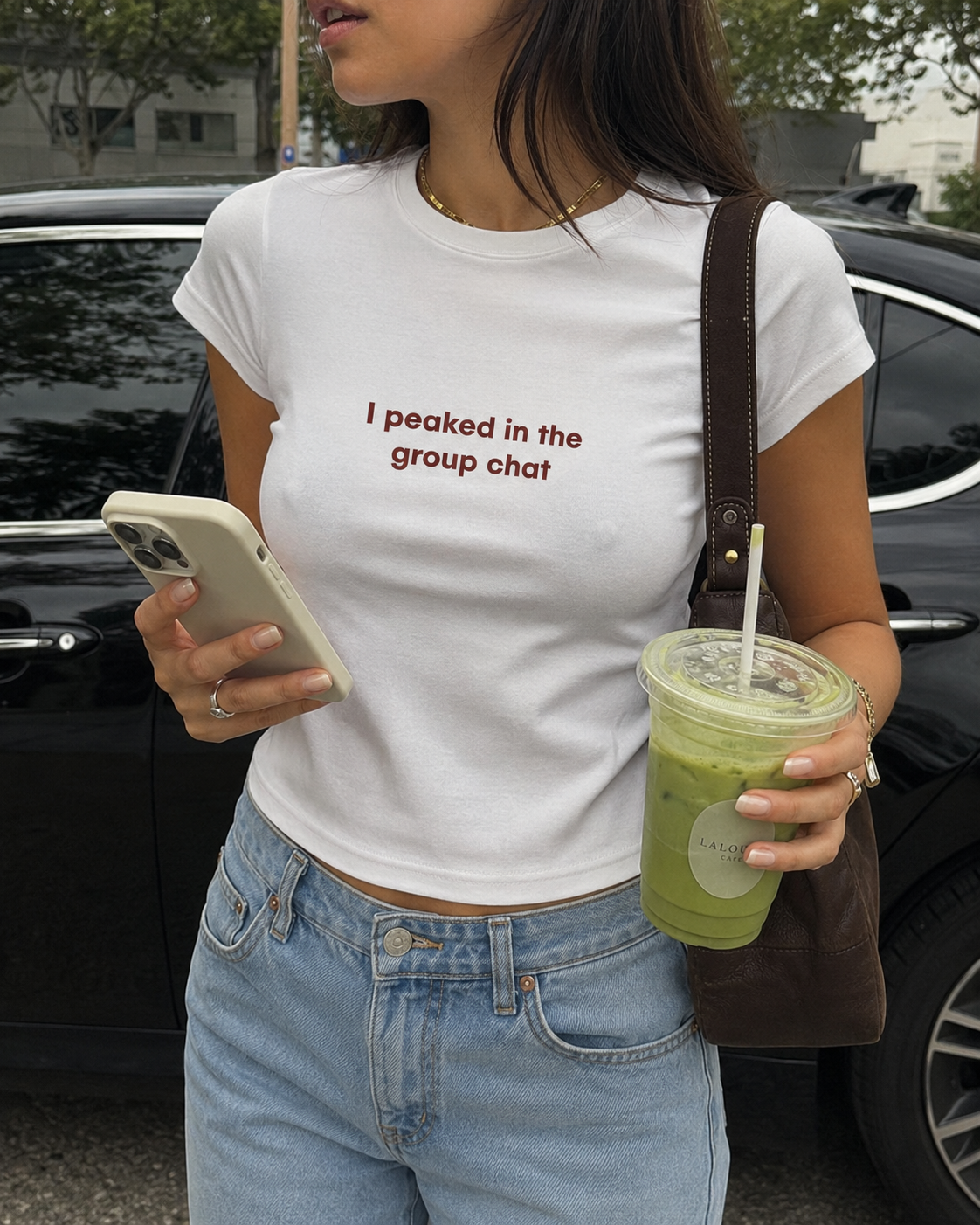 I peaked in the group chat Baby Tee