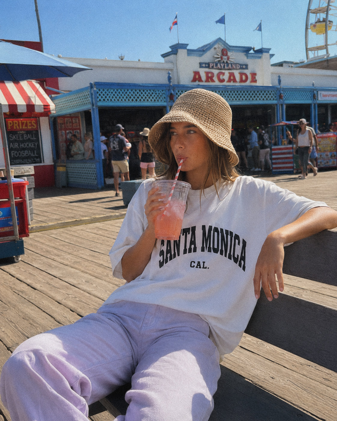 Women's Santa Monica Tee – Santa Monica, California serif print by The Cali Store