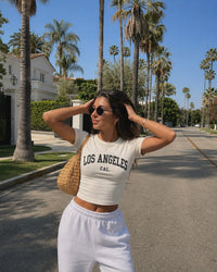 Women's Los Angeles Baby Tee – Los Angeles, California serif print by The Cali Store