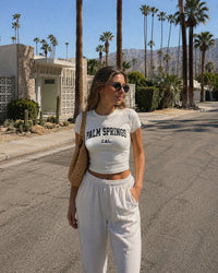 Women's Palm Springs Baby Tee – Palm Springs, California serif print by The Cali Store