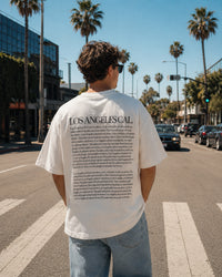 Men's Los Angeles Story Tee – Los Angeles, California serif print by The Cali Store