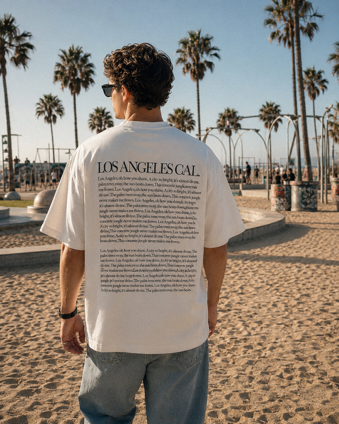 Men's Los Angeles Story Tee – Los Angeles, California serif print by The Cali Store