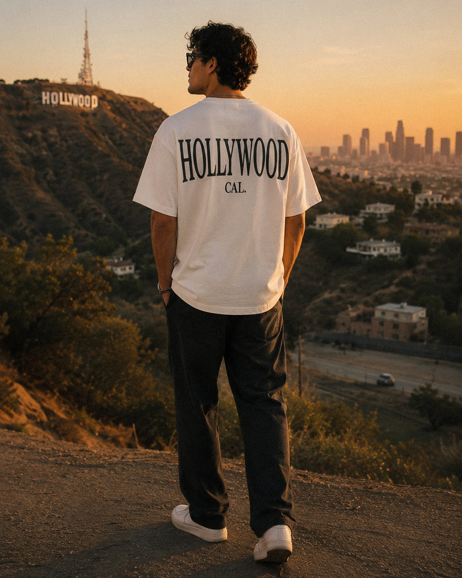 Men's Hollywood Tee – Hollywood, California serif print by The Cali Store