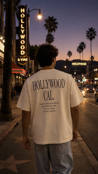 Men's Hollywood Story Tee – Hollywood, California serif print by The Cali Store