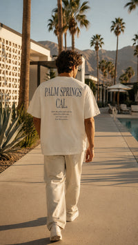 Men's Palm Springs Story Tee – Palm Springs, California serif print by The Cali Store