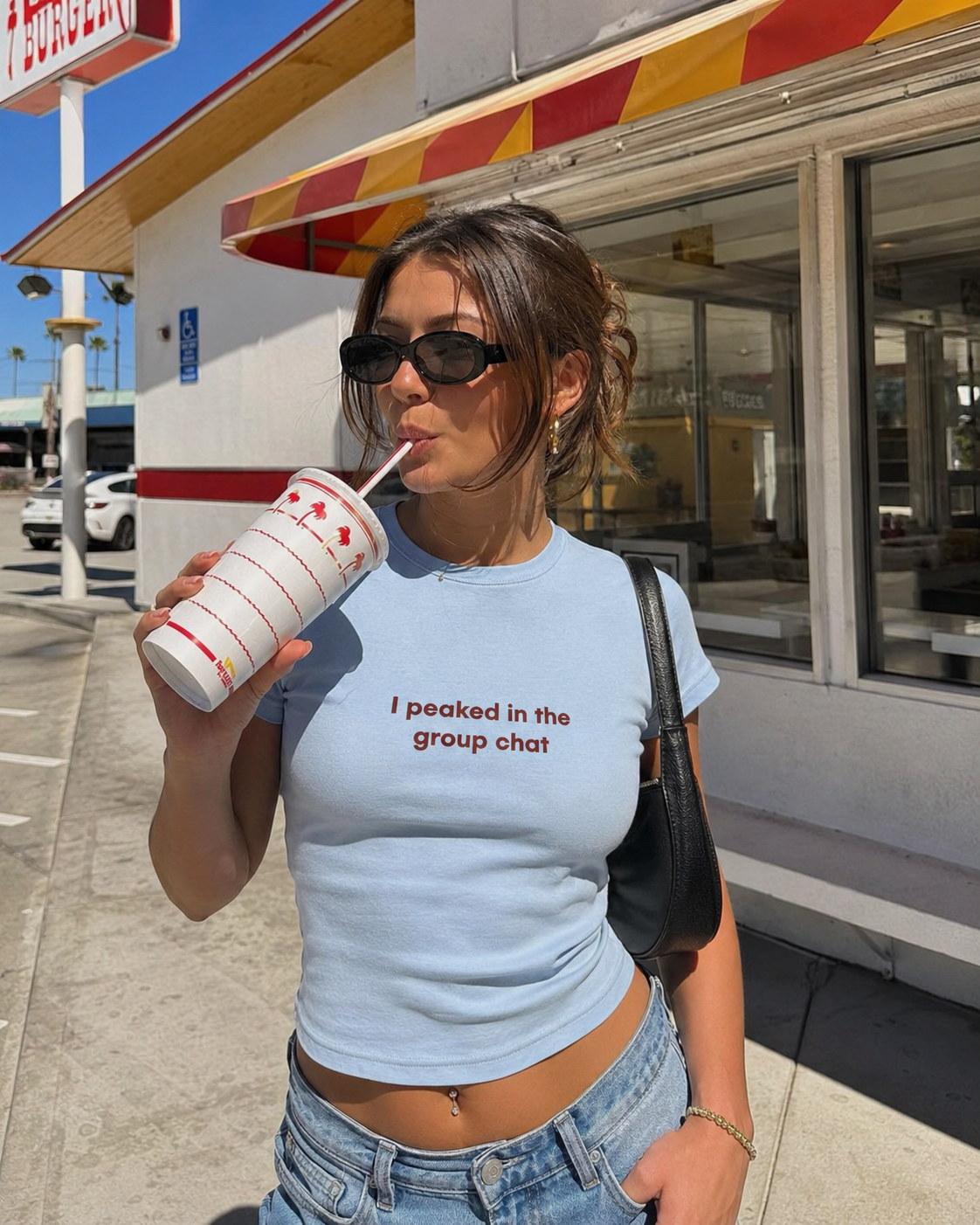 I peaked in the group chat Baby Tee